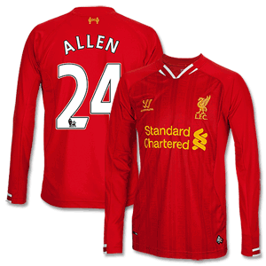 Liverpool Home L/S Shirt 2013 2014 + Allen 24