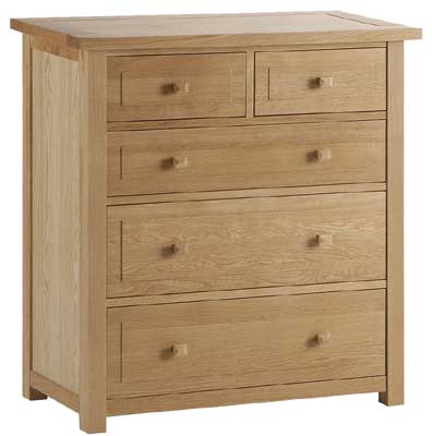 warwick Oak 2 Over 3 Chest Of Drawers