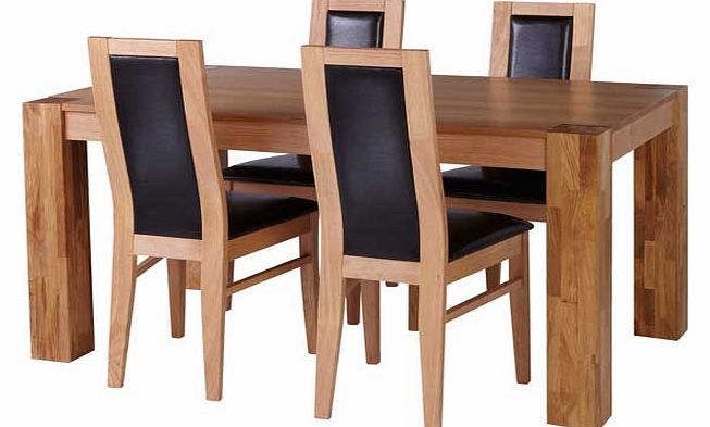 Oak Dining Table and 4 Chocolate Chairs