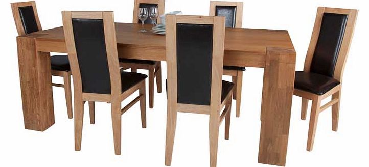 Oak Dining Table and 6 Chocolate Chairs