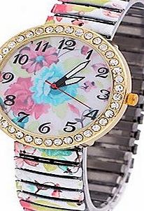 Watches Coway Womens Round Diamond Golden Dial Multicolor Alloy Band Automatic Self Wind Analog Waterproof Wrist Watch ( Gender : For Lady )