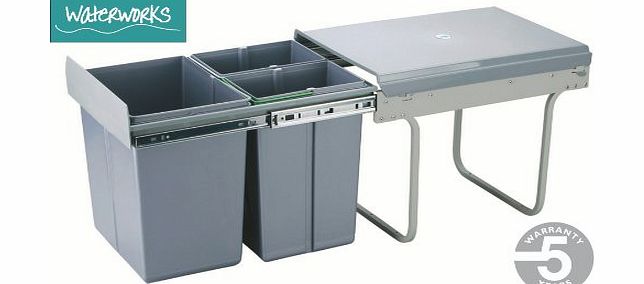 Waterworks 40 LITRE KITCHEN RECYCLINE WASTE BIN PULL OUT - 3 BIN