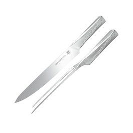 Available from Rawgarden on a next day service a stylish 2-piece carving set containing a Weber Styl