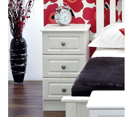Welcome Furniture Amelie White 3 Drawer Bedside Table