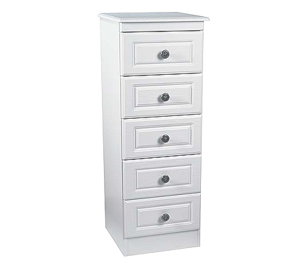 Welcome Furniture Amelie White Narrow 5 Drawer Chest