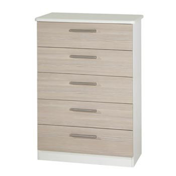 Cino 5 Drawer Chest in Coffee and Cream