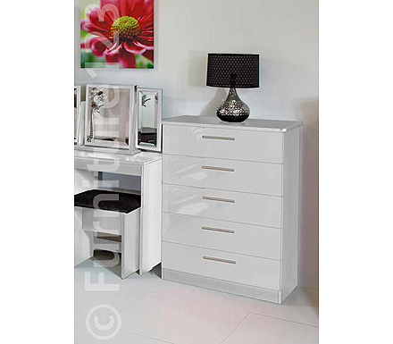 Welcome Furniture Clearance - Hatherley High Gloss 5 Drawer Chest