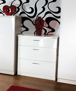 Welcome Furniture Emmeline High Gloss 3 Drawer Chest in White