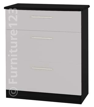 Welcome Furniture Hatherley 3 Drawer Chest in Black and Steel