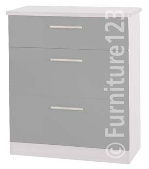 Welcome Furniture Hatherley 3 Drawer Chest in White and Steel