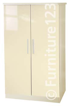 Welcome Furniture Hatherley High Gloss 2 Door Low Wardrobe in Cream