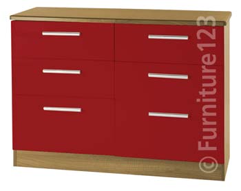 Welcome Furniture Hatherley High Gloss 3 3 Drawer Chest in Oak and