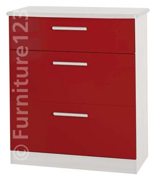 Welcome Furniture Hatherley High Gloss 3 Drawer Chest in White and