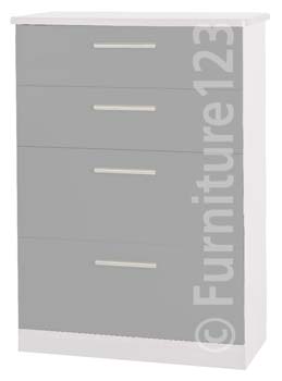 Welcome Furniture Hatherley Large 4 Drawer Chest in White and Steel