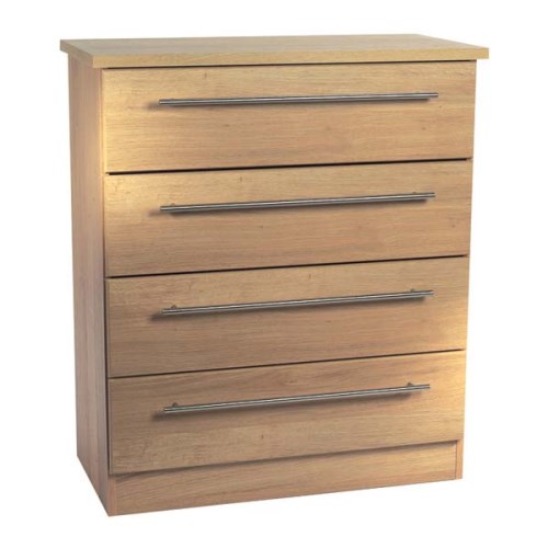 Welcome Furniture Loxley 4 Drawer Chest in Oak