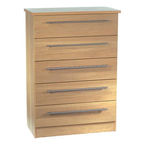 Welcome Furniture Loxley 5 Drawer Chest in Oak