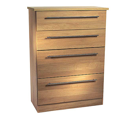 Welcome Furniture Loxley Deep 4 Drawer Chest in Oak