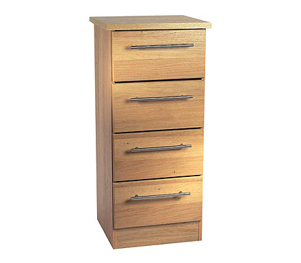 Welcome Furniture Loxley Narrow 4 Drawer Chest in Oak