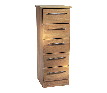 Welcome Furniture Loxley Narrow 5 Drawer Chest in Oak