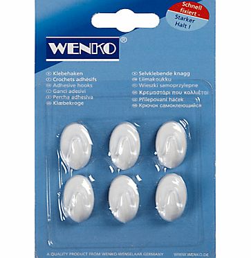 Wenko Adhesive Hooks, Small, Pack of 6
