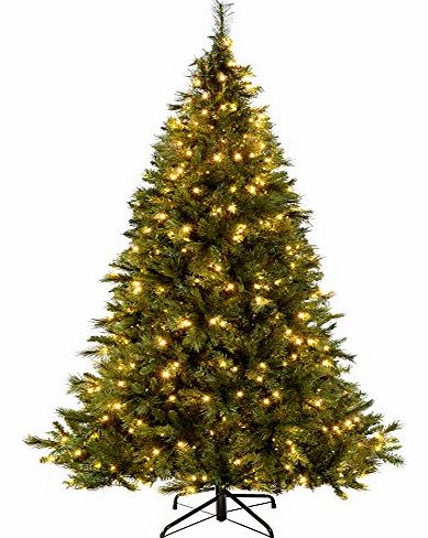 WeRChristmas 5 ft/ 1.5 m Victorian Pine Pre-Lit Multi-Function Christmas Tree with 300 Warm White LED Lights/ 8 Setting Controller/ Easy Build Hinged Branches