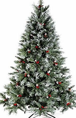 WeRChristmas 5 ft Scandinavian Blue Spruce Christmas Tree includes Pine Cones and Berries with Easy Build Hinged Branches