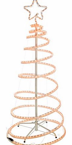 WeRChristmas 5Ft 150 cm Flashing 3D Spiral Christmas Tree Rope Light Silhouette, White