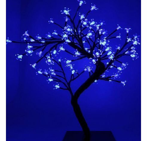 WeRChristmas 60 cm/ 2 ft Pre-Lit 96 LED Illuminated Cherry Blossom Tree with Brown Trunk and Branches, Blue