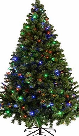 WeRChristmas Pre-Lit Spruce Multi-Function Christmas Tree with 200-LED Lights, 6 ft/1.8 m - Multi-Colour