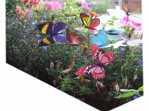 West5Products Colourful Garden Butterflies on Sticks x10. Dia 8cm