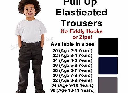 Westwood Boys School Trousers Pull On Elasticated Black Grey Navy Teflon Age 3 4 5 6 7 8 9 10 11 12 (24 (Age 4-5 years), Grey)