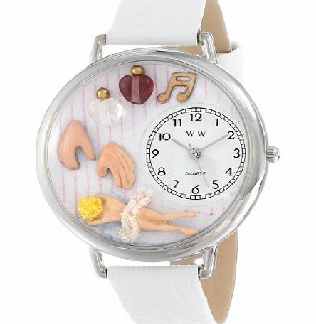 Massage Therapist White Leather and Silvertone Unisex Quartz Watch with White Dial Analogue Display and Multicolour Leather Strap U-0630012