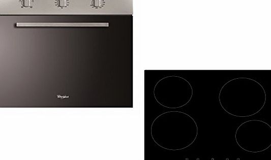 Whirlpool AKP490IX Stainless Steel 60cm Single Electric Built-in Fan Oven amp; Ceramic Hob Pack