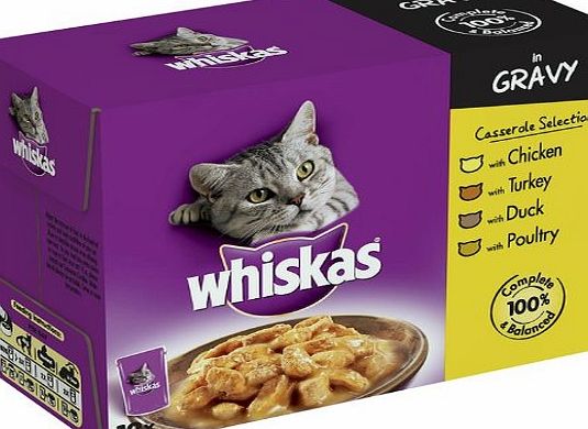 Whiskas Casserole Selection in Gravy 12 x 100 g (Pack of 4, Total 48 Pouches)