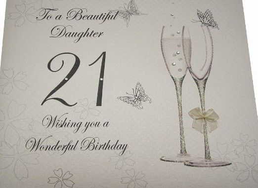 WHITE COTTON CARDS  Code XBDD21 To A Beautiful Daughter 21 Wishing You A Wonderful Birthday Handmade Large 21st Birthday Card