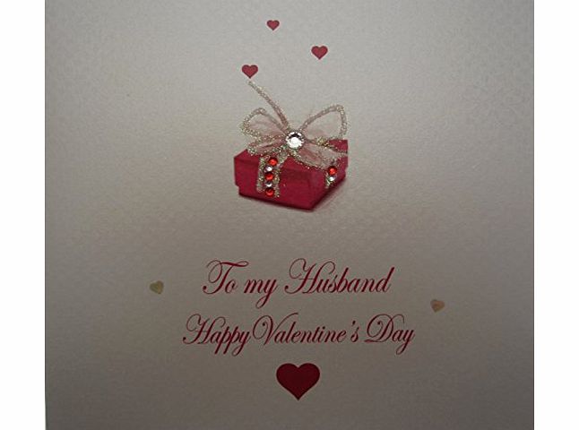 WHITE COTTON CARDS  Present ``To My Husband On Valentines Day`` Handmade Valentines Day Card, White