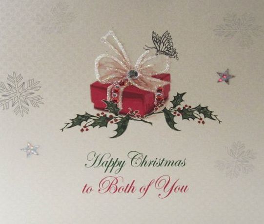 WHITE COTTON CARDS  X127 To Both of You Handmade Christmas Card with Present Design, White