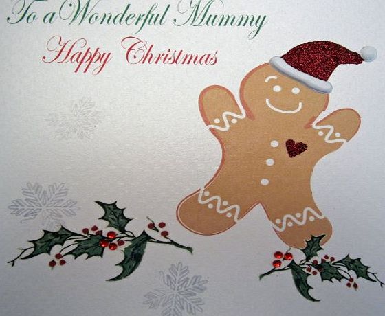 WHITE COTTON CARDS  X48 To a Wonderful Mummy Happy Christmas Handmade Christmas Card, White