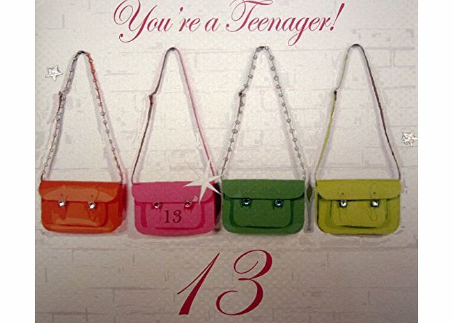 WHITE COTTON CARDS  Youre A Teenager Handmade Large 13th Birthday Card Neon Satchels
