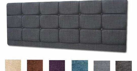 WHOLE SALE DIRECT Turin Fabric Vancouver Headboard 4Ft6 Double Size With Matching Buttons - Choice of 6 Colours (GREY)