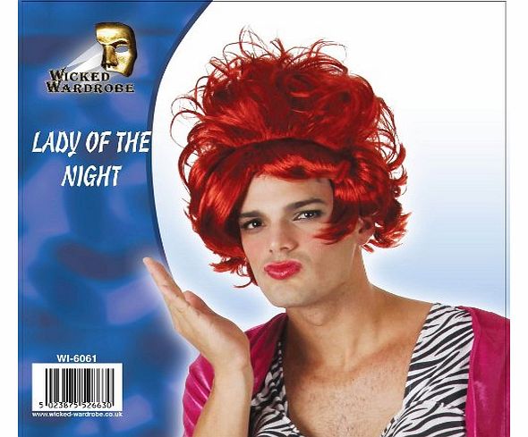 Wicked Wardrobe LADY OF THE NIGHT WIG MENS GENTS HALLOWEEN COSTUME BOYS FANCY DRESS PARTY NEW