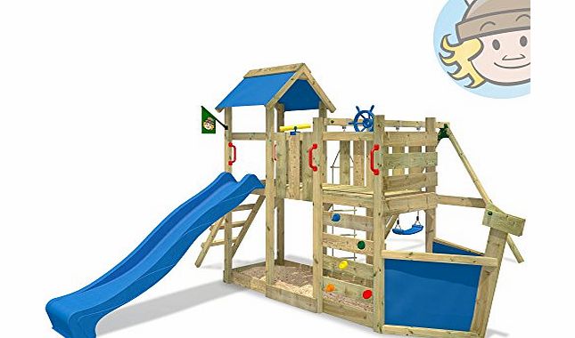 Wickey  OceanFlyer Climbing frame, climbing tower with slide, swing, sandpit   complete accessory set