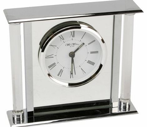 Chrome Silver Colour Modern Mantel Clock with Mirror Insert