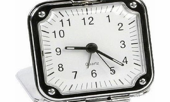 Widdop Bingham Chrome Square Fold Up Travel Alarm Clock