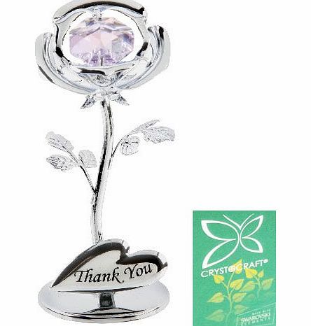 Widdop Bingham Crystocraft Keepsake Gift - Celebration Rose Gift Ornament THANK YOU with Swarvoski Crystal Elements