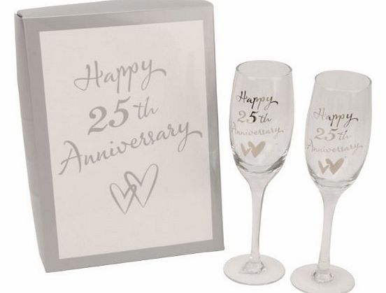 Widdop Bingham Juliana 25th Silver Wedding Anniversary Champagne Glasses Gift G31725
