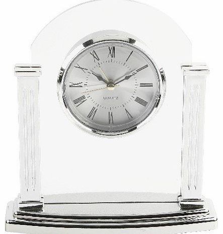 Wm.Widdop Plastic Mantel Clock Metallic/Pillars/oval Window