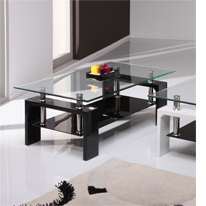 Wilkinson Furniture Cooper Glass Top Coffee Table in Black