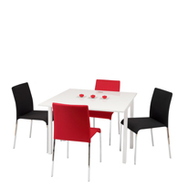 Wilkinson Furniture Manitoba Dining Set with Red and Black Chairs