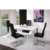 Somma Dining Set in White High Gloss with Black